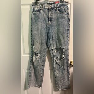 Celebrity Pink Acid Wash Distressed Boyfriend Jeans - Gray